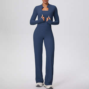 Taglie forti elastico in vita a forma di gilet a gamba larga lungo tre pezzi sportivo da corsa Fitness Yoga Suit - Product Image 6