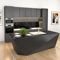 Meubles de cuisine modulaires laqués sur mesure, armoires de cuisine en contreplaqué à fermeture amortie, meubles de luxe pour toute la maison pour projet de villa