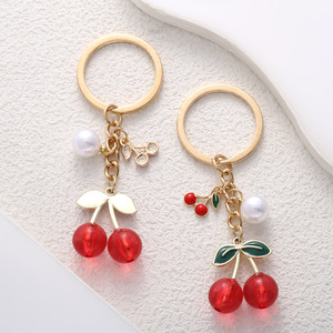 Vente en gros de porte-clés <span class=keywords><strong>cerise</strong></span> en métal émaillé et mignon pendentif <span class=keywords><strong>cerise</strong></span> transparent porte-clés portefeuille <span class=keywords><strong>cartable</strong></span> accessoires suspendus - Product Image 1