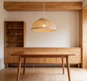 Lustre en bambou tissé de style américain, lampe décorative naturelle pour café, maison, salle à manger, cuisine - Product Image 3