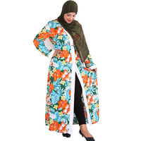Vente en gros de cardigan à fleurs pour femmes musulmanes robe vêtements islamiques abaya à imprimé floral pour femmes robe musulmane YM116