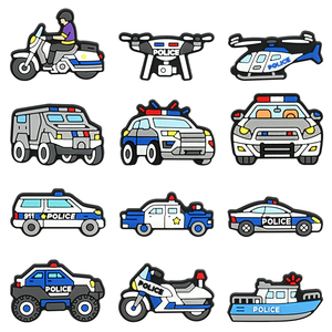 2025 breloques de chaussures de haute qualité en PVC souple diverses breloques de chaussures de voiture de police mignonnes pour sabot - Product Image 2