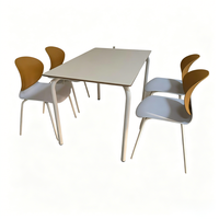 Ensemble de meubles de salle à manger simple 5 pièces, table rectangulaire et 4 chaises en plastique pour un usage quotidien