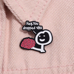 Hai, kamu jatuhkan pin enamel lunak bertuliskan frase lucu dari logam campuran seng, bros kecil, lencana kerah, grosir. - Product Image 2