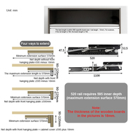 Kit de rail métallique pour extension de table à manger transformable, avec mécanisme de levage automatique bilatéral pour plateau coulissant