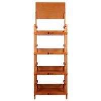 Présentoir debout au sol en bois avec étagère à quatre niveaux pour Snack Chips Candy Biscuit Retail Store Food Promotion Organizer