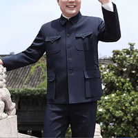Herren Stehkragen Retro Formelle Zweiteiler-Jacke Lange Hose Traditioneller Chinesischer Stil Jacken-Set Großhandel Individuelles Logo