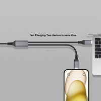 Kabel Pengisian Daya USB C ke 2 USB C 100W dengan Cangkang Logam untuk Mengisi Dua Perangkat, Distribusi Daya Cerdas