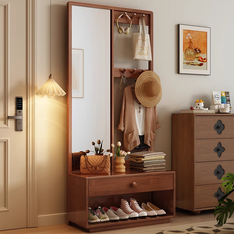 Porte-manteau couleur noyer [Version améliorée avec miroir]