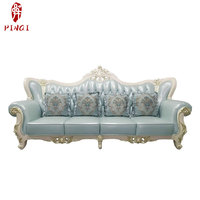 Ensemble de canapés de luxe en cuir de style européen pour salon, avec sculpture double face, fabriqué en Chine