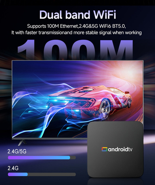 New Model of Export-oriented TV Set-top Box with Dual-band Bluetooth Voice Remote Control, ATV System, Android Network TV Box.