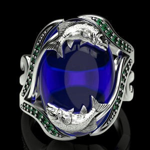 Anello Cocktail Animale F593 in Argento 925 con Zaffiro Incastonato, Regalo Unisex, Gioielleria Fine - Product Image 2