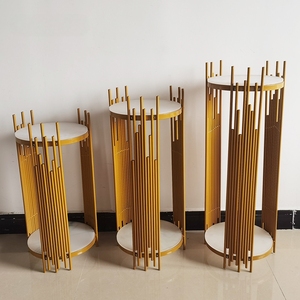 Rak bunga emas antik elegan Modern, rak efek etalase ukuran kecil untuk dekorasi pesta pernikahan makanan penutup - Product Image 3