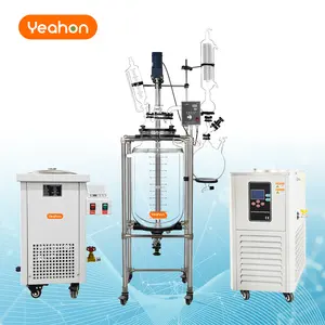 Reactor de vidrio de doble capa, 5L, 10L, 20L, 50L, 100L, 200L, precio de fábrica