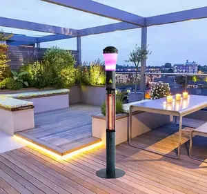 1500w Elektrische Infrarot-Turm heizung mit Bluetooth-Lautsprecher und RGB-Beleuchtung Halogen-Rubin heizung Smartphone App Control