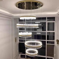 Lustre Moderne Personnalisé de Grande Taille pour Hôtel, Villa, Décoration Intérieure, Anneau de Luxe en Verre, Luminaires Suspendus
