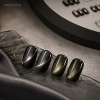 BelloGel – Kit de vernis gel UV liquide œil de chat noir de luxe, 10 couleurs, 15 ml en flacon, pour nail art gothique et de soirée