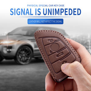 Porte-clés de voiture intelligent porte-clés porte-clés de mode coque/couverture de clé de voiture en gros conception personnalisée en cuir pour BMW cuir de cire d'huile - Product Image 6