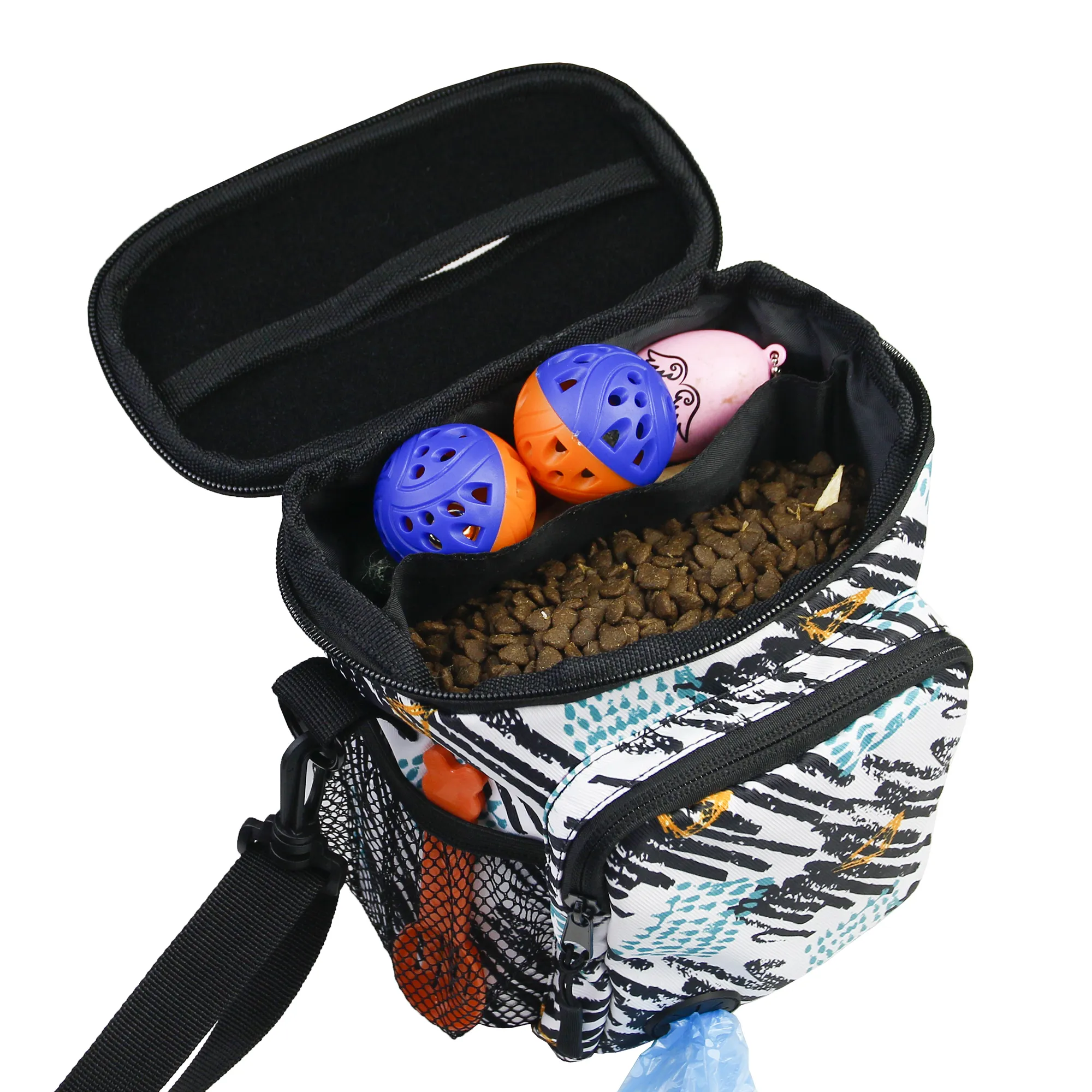 Geerduo personalizado personalizado Pet Dog Training Treat Pouch Snack Walking Bag Com Zipper Encerramento E Poop Bag Dispenser