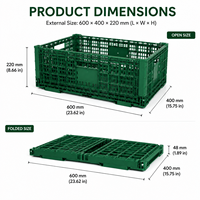 Caisse en plastique pliable et empilable HUADING 600*400*220 mm, hygiénique, facile à nettoyer, pour la vente en gros de légumes