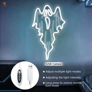 RICHSHINING Decoración de Pared con Calavera del Día de Muertos Mexicano, Luz LED de Neón, Araña Fantasma, Letrero de Neón RGB Regulable para Fiesta de Halloween - Product Image 4