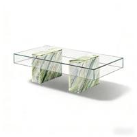 Table basse en marbre et verre trempé de style moderne minimaliste de petite taille de luxe italien pour le salon la chambre à coucher le rangement