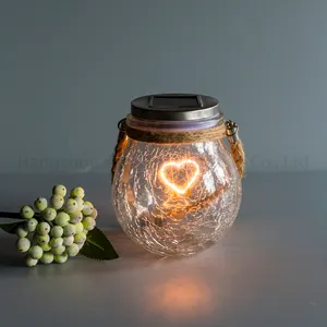 Newish Butterfly Moon Heart LOVE Bên Trong Mô Phỏng Crack Ball Glass Jar Treo Bảng Điều Khiển Năng Lượng Mặt Trời Đèn Vườn Với Tay Cầm Dây