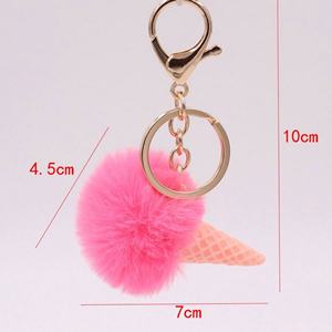 Nouveau porte-clés pompon en forme de cornet de glace mignon, design de gros, pour sac à dos, pendentif, cadeau promotionnel - Product Image 5