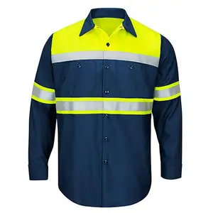 Personalizado Alta visibilidade Security Guard Uniforme Reflexivo Segurança Camisa Desgaste do Trabalho Camisa com Oi Vis Para Homens