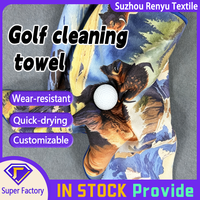 Serviette de golf en microfibre gaufrée avec logo personnalisé, luxe, sport, certifiée OEKO-TEX, séchage rapide, gel de silice, 390 GSM