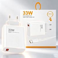 Chargeur rapide USB 33W pour téléphone portable Redmi Turbo Charge, chargeur de voyage avec câble USB, adaptateur secteur USB à charge rapide 33W