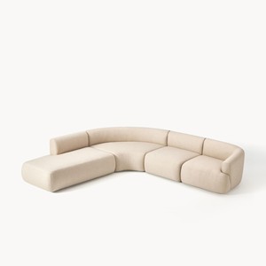Divano Componibile Curvo - Divano Modulare Rivestito in Tessuto Beige, Arredamento Moderno per <span class=keywords><strong>Soggiorno</strong></span> Divano Angolare a 4 Posti - Product Image 3