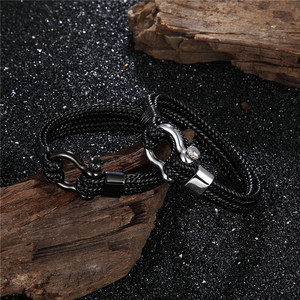 Black Braided Hemp <b>Rope</b> <b>Bracelet</b> Lock Clasp Punk Adjustable Men Fashion Wrist Jewelry Gift For Male - Product Image 6