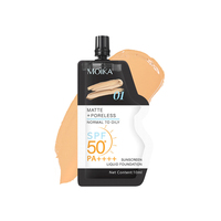 Fond de teint liquide hydratant à formule végane en marque propre, SPF50, couvrance totale