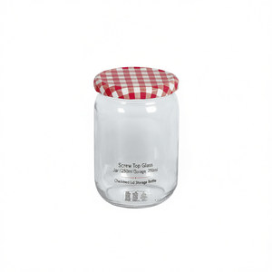 Screw <b>Top</b> Glass Jar 250ml <b>Checkered</b> Lid Storage Bottle - Product Image 2