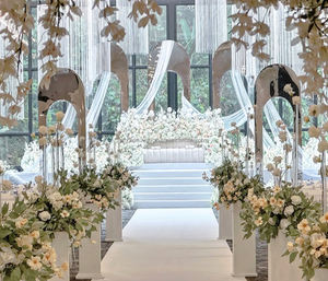 Support d'arc en métal lisse et brillant en acier inoxydable or ruban moderne Simple pour les événements scène toile de fond miroir décoration de fond - Product Image 5