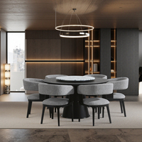 Italienischer moderner minimalisti scher Esstisch Stuhl Set Massivholz mit drehbarem Marmor-Plattenspieler mit kreisförmigem Essstil