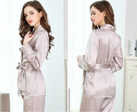 Robe de nuit de luxe pour femmes, pyjama à manches longues, vêtements en soie, pyjama Sexy en Satin, vente en gros,