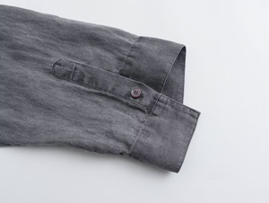 Ensemble femmes nouveau 2 pièces mode tempérament lin bouton chemise ample haut + lin fermeture éclair pantalon large costume femme - Product Image 6