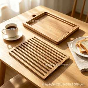Support à pain en bambou perforé 38x24x2cm avec filtre à miettes, planche de découpe de cuisine pour toasts et sandwichs - Product Image 3
