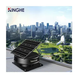 30W 14'' Round Shape Solar Axial Flow Fan HVAC Eco Roof Vent Tools Brushless DC Motor Attic Gable Heat Extractor Ventilation Fan