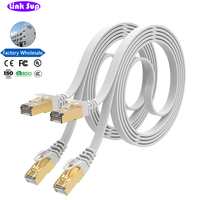 Kabel Patch Cat 7 FTP Flat Ethernet 32AWG OFC 10Gbps 600MHz RJ45 untuk Kabelan Stan Pameran