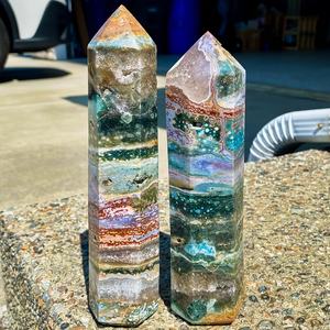 Pointe de cristal de jaspe océanique en gros pour la décoration intérieure, pointe unique sculptée pour le Feng Shui et la décoration - Product Image 2