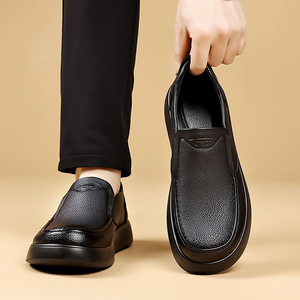 Chaussures bateau décontractées en cuir pour hommes, à talon bas, respirantes, à lacets, couleur unie, taille adulte, épaisseur standard - Product Image 4