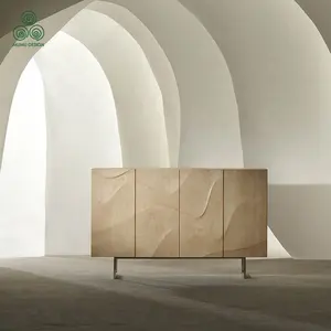 MUMU Chinese Manufacturer Interior TV living Room Furniture Sets Red Oak Solid Wood Grain Cabinet