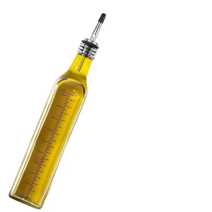 17 oz distributore di olio d'oliva di vetro-olio e aceto frantoio con acciaio inox versare