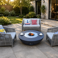 Tables basses rondes modernes autoportantes à foyer au gaz, mobilier de jardin avec véritable flamme, chauffage extérieur