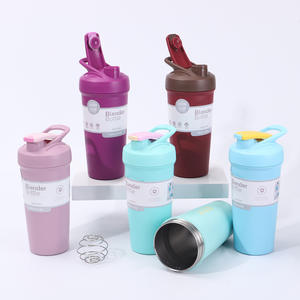 زجاجة خلط البروتين من الفولاذ المقاوم للصدأ سعة 24 أونصة مع شعار مخصص، زجاجة رياضية معزولة بجدار مزدوج مع خلاط معدني - Product Image 3