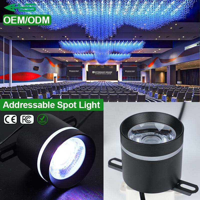 24V DMX512 Programmable Pixel Spot Light LED RGB RGBW Addressable LED Spot Light Ceiling for Hotel Banquet Hall