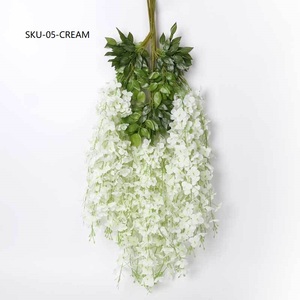 Flores colgantes de glicinia al por mayor, flores artificiales de glicinia de seda para el hogar, boda, superventas, flores blancas de glicinia - Product Image 1